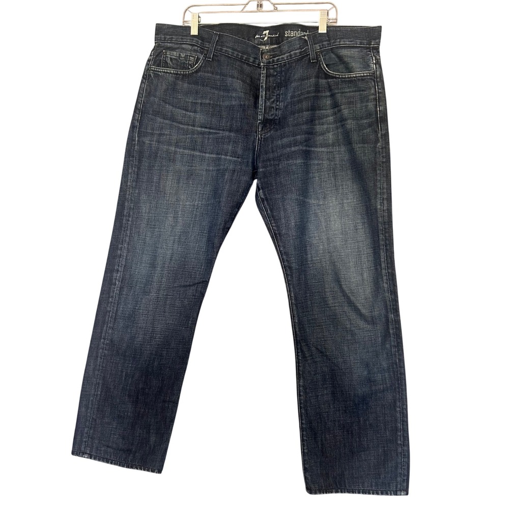 7 For All Mankind Standard Straight Leg Dark Wash Button Fly Jeans Mens 40x29